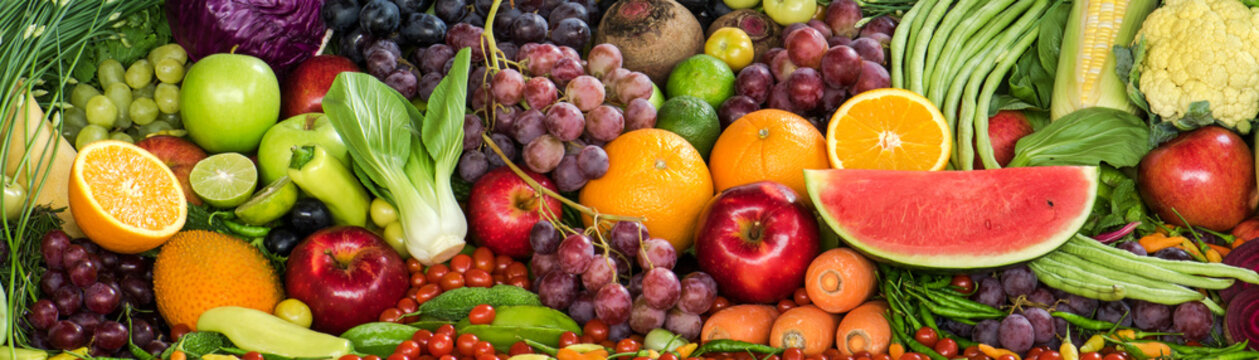Fototapeta Fresh fruits and vegetables for healthy