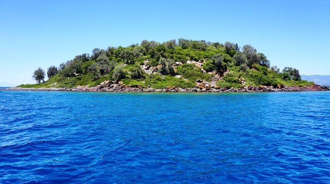 The volcanic Lichada islands in Greece