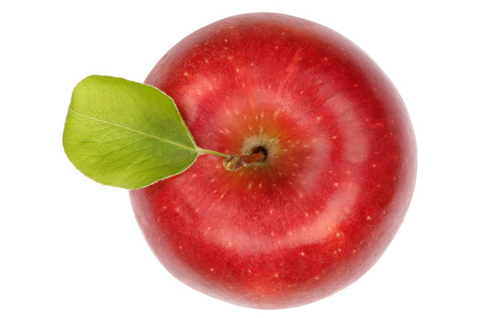 Apfel Frucht Obst rot von oben Freisteller freigestellt isoliert