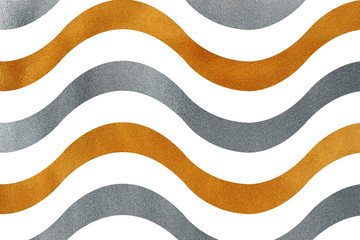 Obraz premium Golden and silver wavy striped background.