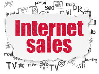 Marketing concept: Internet Sales on Torn Paper background