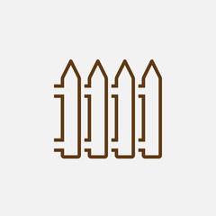 fence line icon, outline vector logo illustration, linear pictogram isolated on white