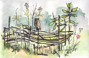 Obraz premium Instant sketch, fence