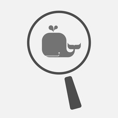 Isolated magnifier icon with a whale