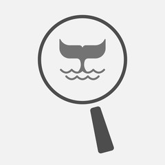 Isolated magnifier icon with a whale tail