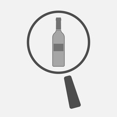 Isolated magnifier icon with a bottle of wine