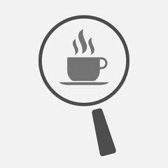 Isolated magnifier icon with a cup of coffee