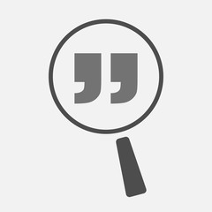 Isolated magnifier icon with  quotes