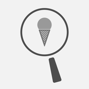 Isolated magnifier icon with a cone ice cream
