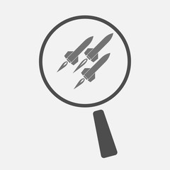 Isolated magnifier icon with missiles