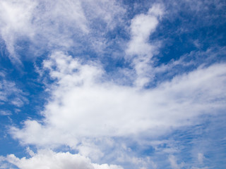 Clear blue sky with white cloud background