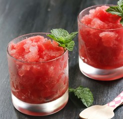 Watermelon Granita on dark moody background