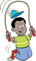 Cartoon illustration of a boy jumping rope.