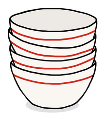 many bowl / cartoon vector and illustration, hand drawn style, isolated on white background.