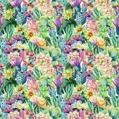 Obraz na płótnie Canvas Watercolor blooming cactus background