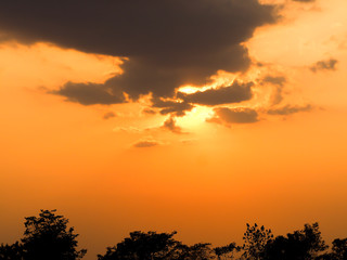 Obraz na płótnie Canvas sunset sky orange, Phitsanulok province, Thailand. 