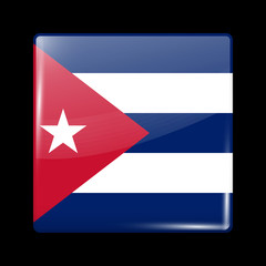 Flag of Cuba. Glossy Icon Square Shape
