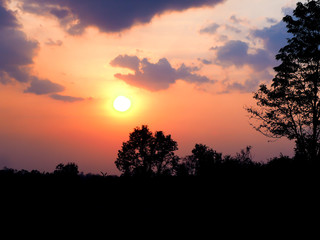 Fototapeta na wymiar sunset sky orange, Phitsanulok province, Thailand. 