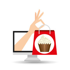 shopping bag vanilla cupcake