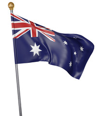 National flag for country of Australia isolated on white background, 3D rendering