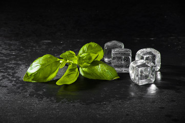 Ice cubes on a black background 