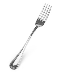 Silver fork on white background