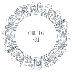 Houses doodles on circle