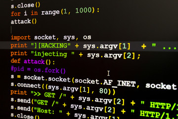 Graphic user interface with Hacking message, concept of internet attack