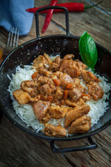 Indian tikka masala chicken and naan flat bread