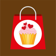 shopping bag cupcake hearts