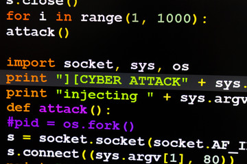 Fototapeta premium Graphic user interface with Cyber Attack message, concept of internet attack