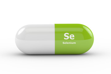 Selenium pill lying on white table