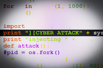 Graphic user interface with Cyber Attack message, concept of internet attack