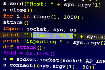 Obraz premium Graphic user interface with Cyber Attack message, concept of internet attack