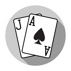 Flat design vector black jack icon, isolated