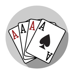 Flat design vector four aces playing cards icon, isolated