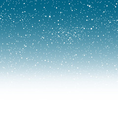 Naklejka na ściany i meble Vector white snow falling on blue background.