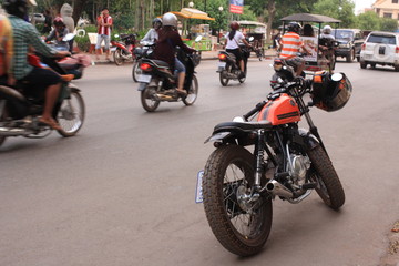 Fototapeta na wymiar Street with Motorcycle