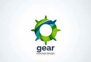 Gear logo template, hi-tech digital technology working and engineering concept