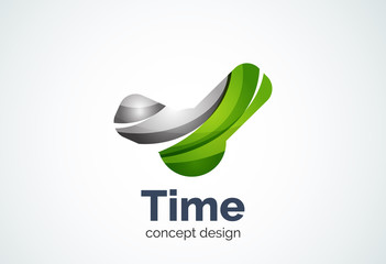 Clock logo template, time management business concept