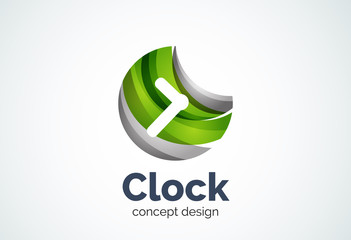 Clock logo template, time management business concept