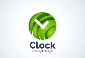 Clock logo template, time management business concept