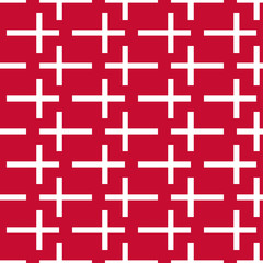 Fototapeta na wymiar Seamless pattern of stylized flags of Denmark. Constitution or National Day flat seamless pattern. Colors of Danish flag. Happy Constitution day of Denmark background. Minimalism style.