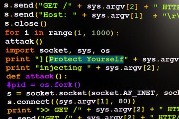 Graphic user interface with Protect yourself message, concept of internet attack