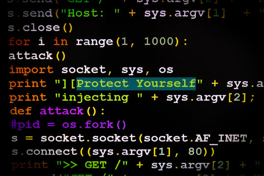 Graphic user interface with Protect yourself message, concept of internet attack