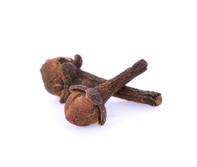 dry cloves on white background