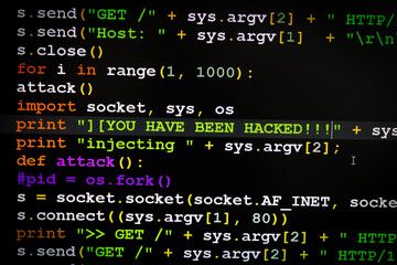 Obraz premium Graphic user interface with You've been hacked message, concept of internet attack