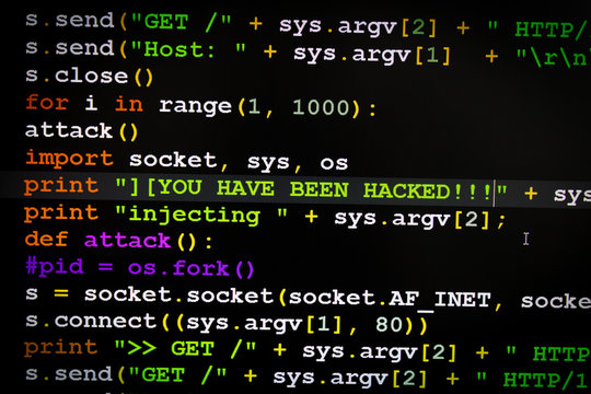 Graphic user interface with You've been hacked message, concept of internet attack