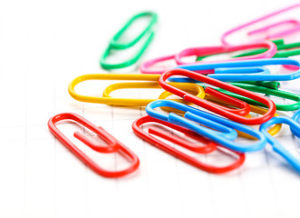 colored paper clips close-up