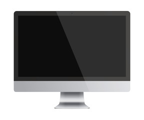 Modern computer monitor with black screen.
